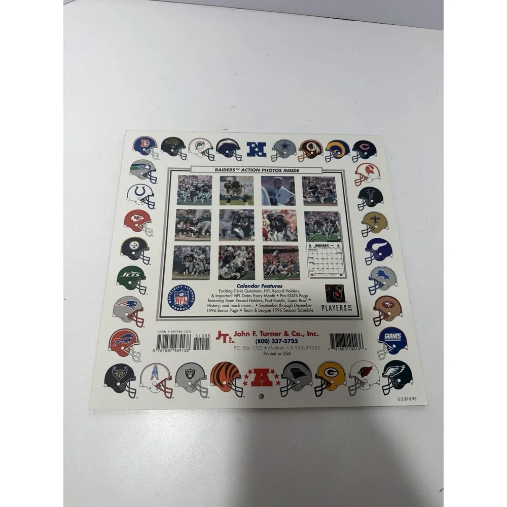 NFL Oakland Raiders Team Calendar 1997 Vintage Clean